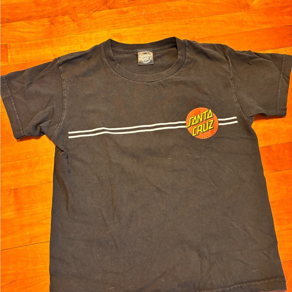 Santa Cruz Skateboards Kids Tee in Black with Red Logo